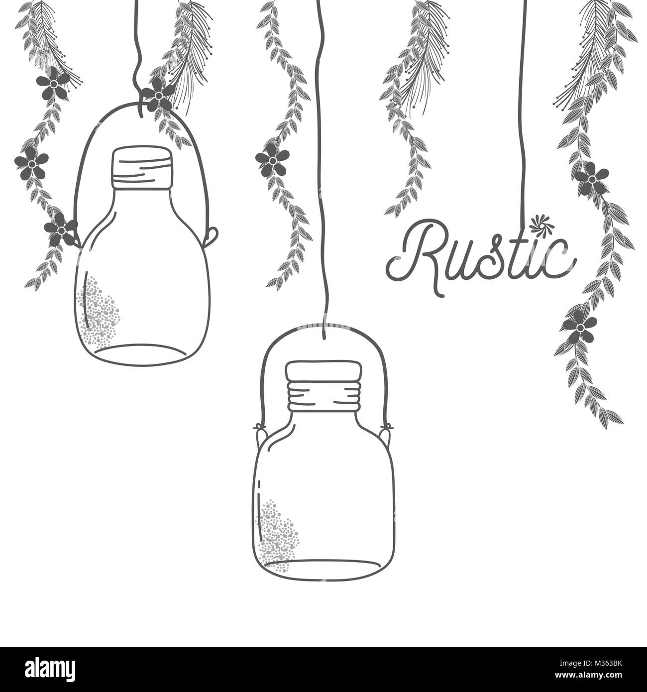 Rustic glass jar with leaves hand drawn Stock Vector Image & Art - Alamy
