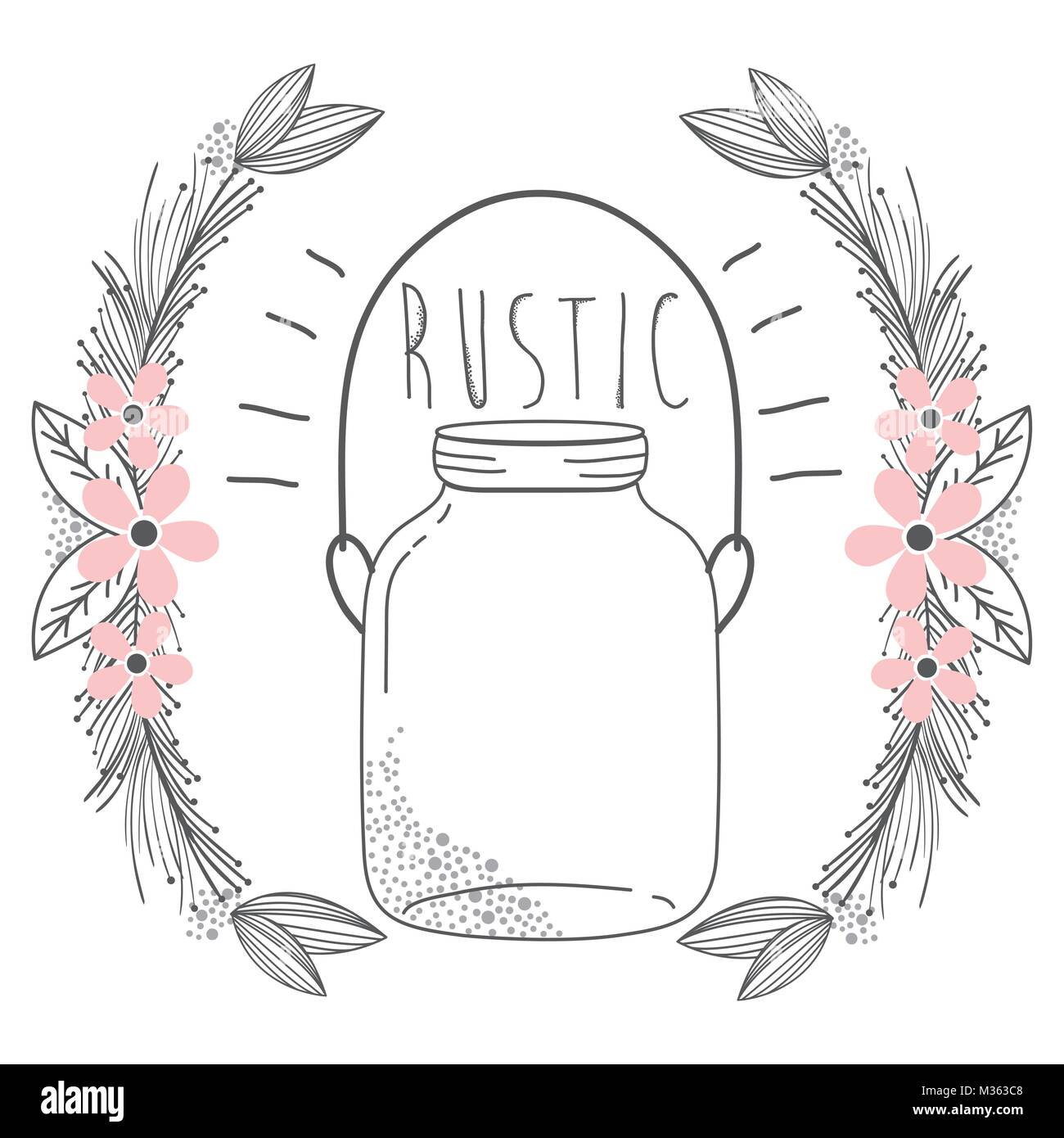 Rustic glass jar with leaves hand drawn Stock Vector Image & Art - Alamy