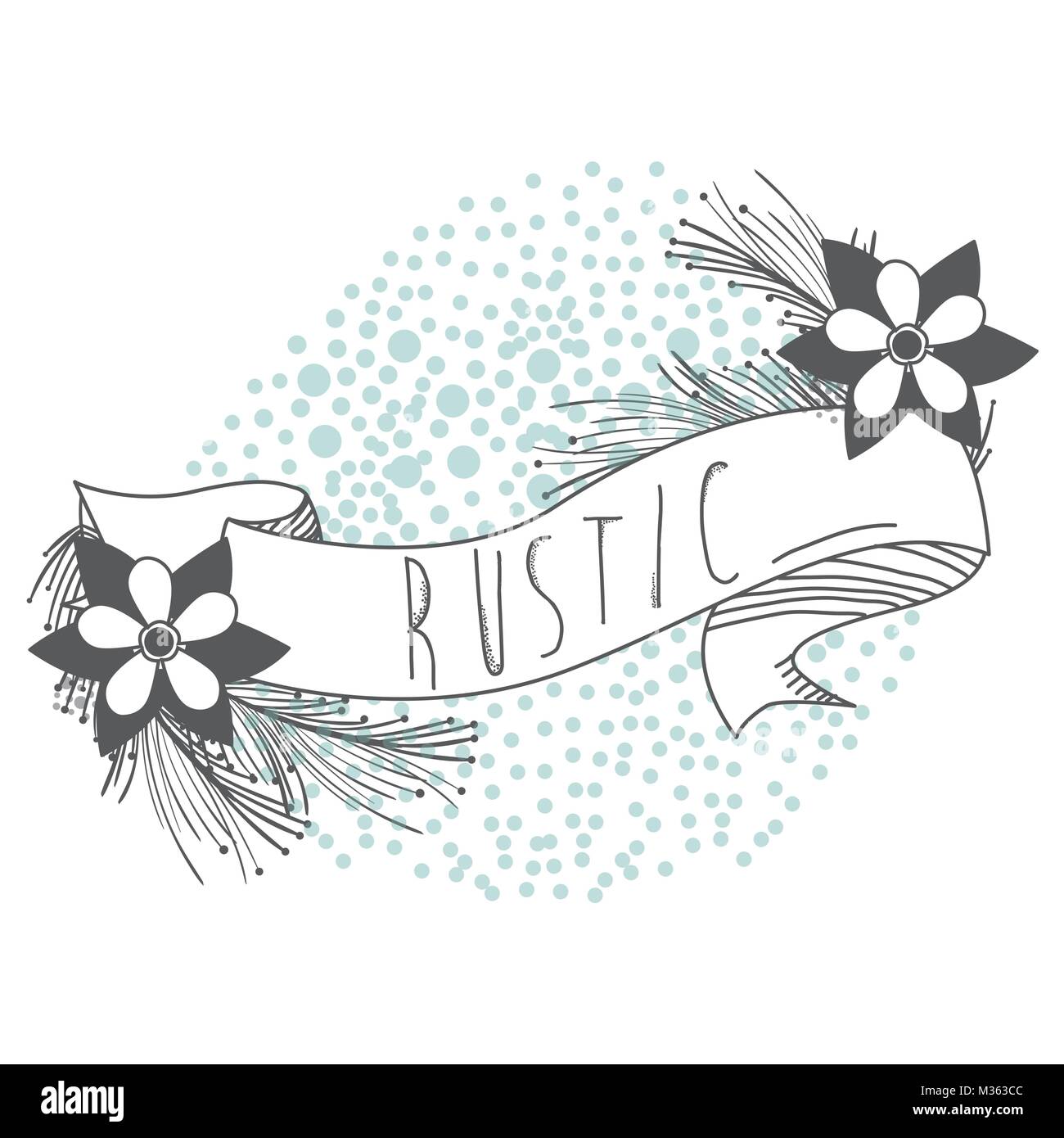 Rustic ribbon banner with flowers hand drawn Stock Vector Image & Art