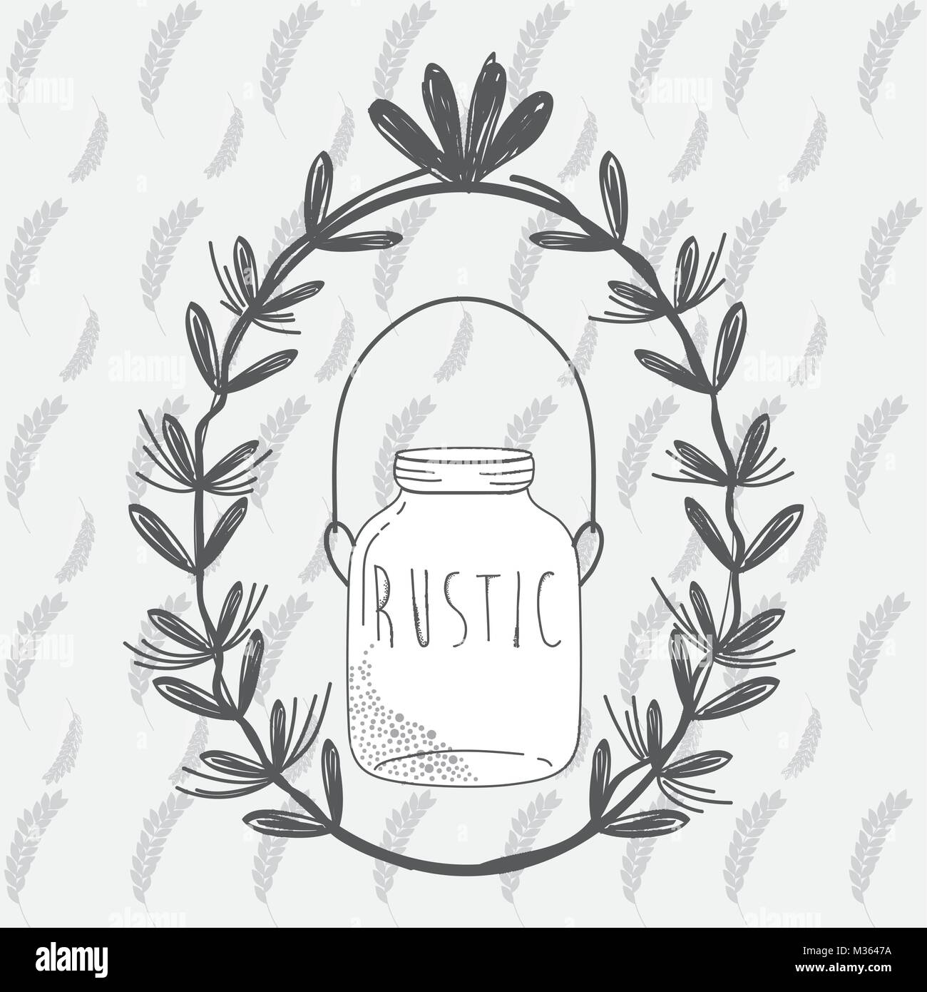 Rustic glass jar with leaves hand drawn Stock Vector Image & Art - Alamy