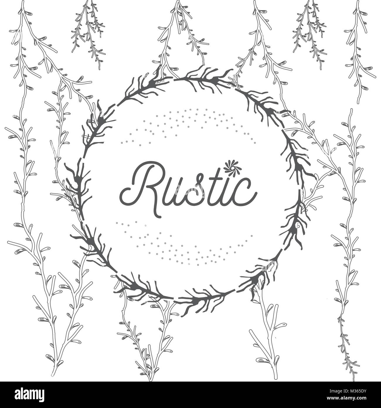 Rustic floral round frame hand drawn Stock Vector Image & Art - Alamy