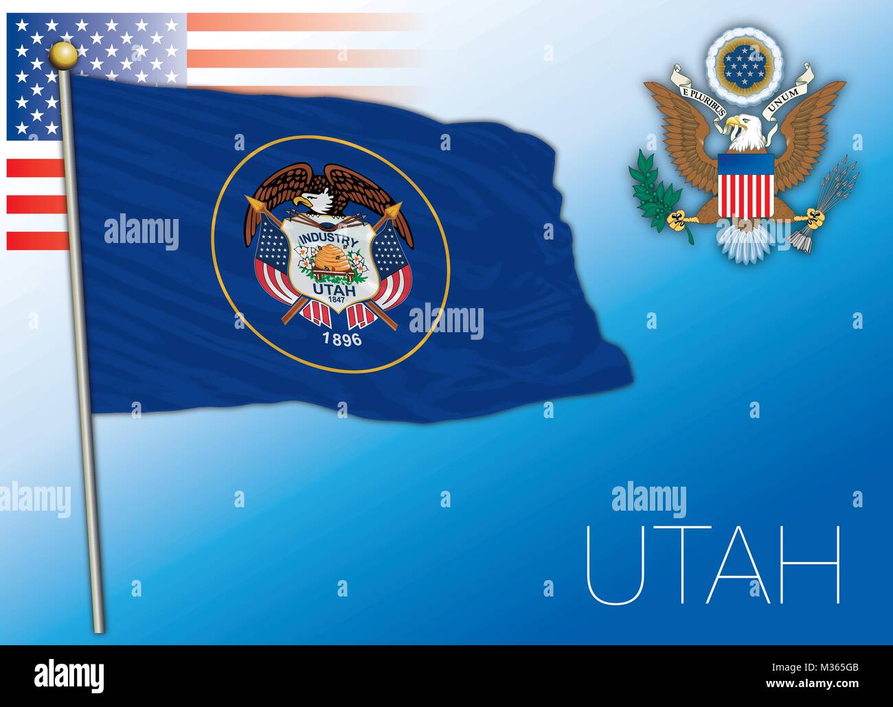 Utah federal state flag, United States Stock Vector