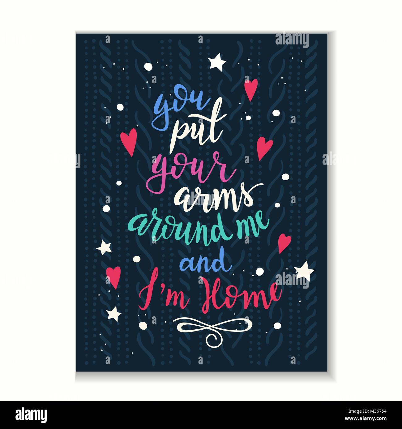 Valentine's card with an warm  inscription about love . Vector postcard . Stock Vector