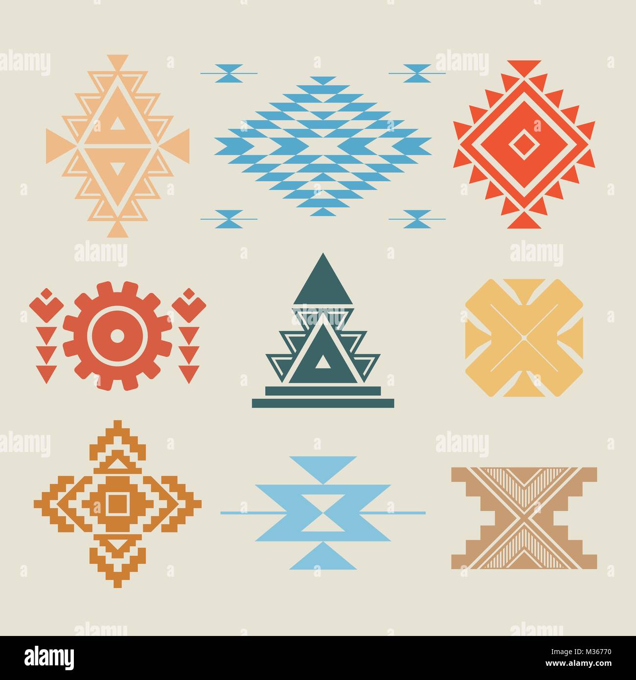 Tribal ethnic colored elements  . Vector . Stock Vector