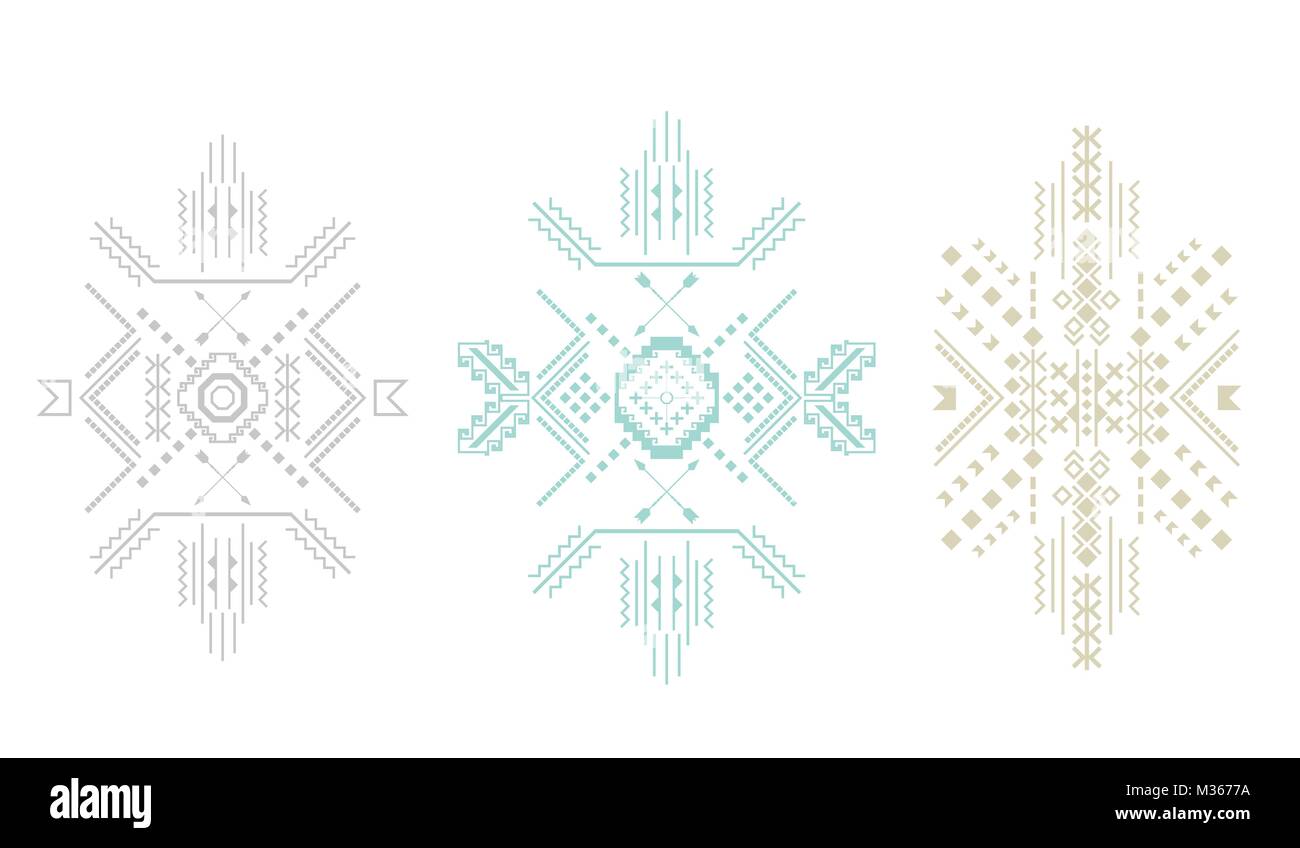 Set of pale tribal shapes . Vector . Stock Vector