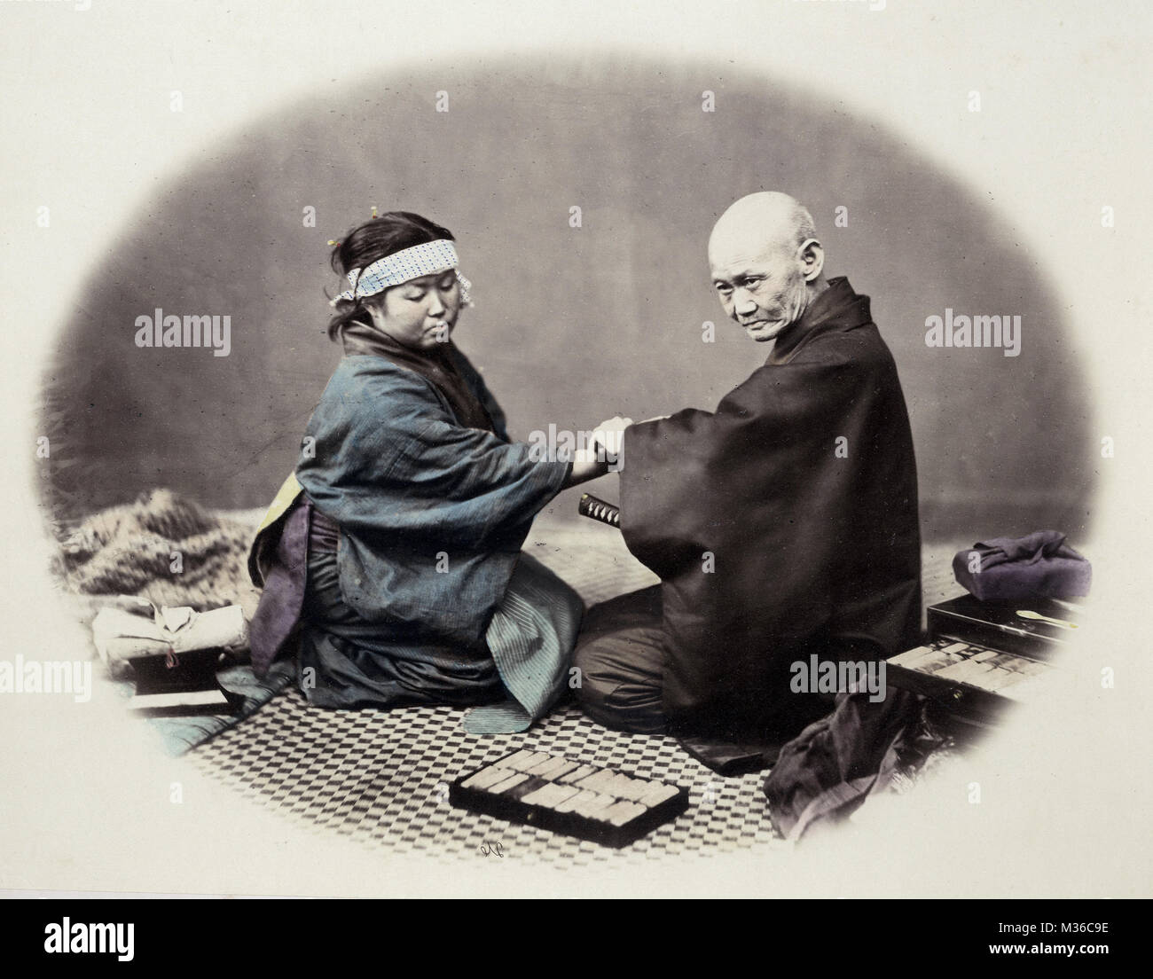 1860's Japan - portrait of a doctor and his patient Stock Photo