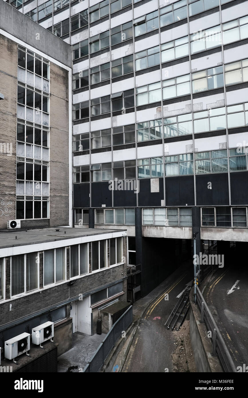 London urban photography: Rear of 1960s office block, London, UK. Stock Photo