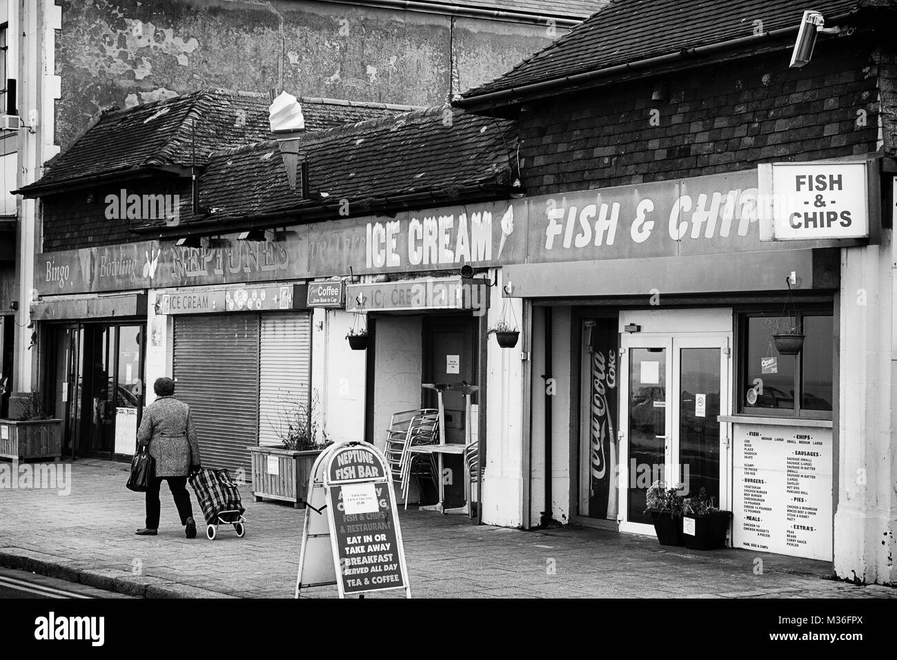 Black and white street photography:  Herne Bay, Kent, UK Stock Photo