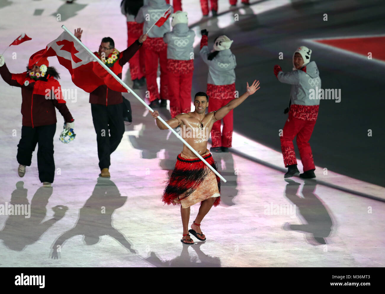 Tonga Flag Bearer Pita Taufatofua During The Opening Ceremony Of The ...