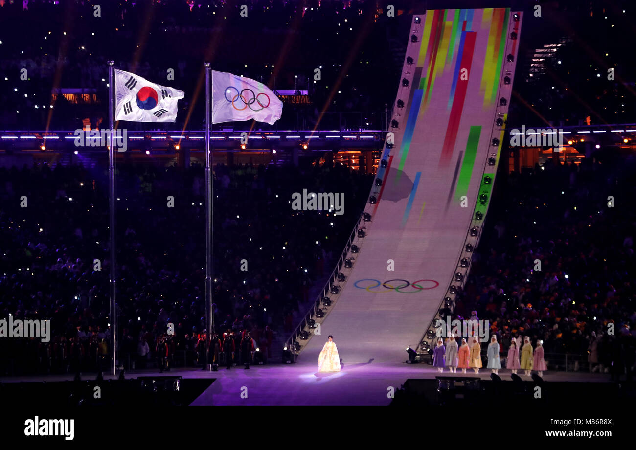 Singer Hwang Sumi during the Opening Ceremony of the PyeongChang 2018