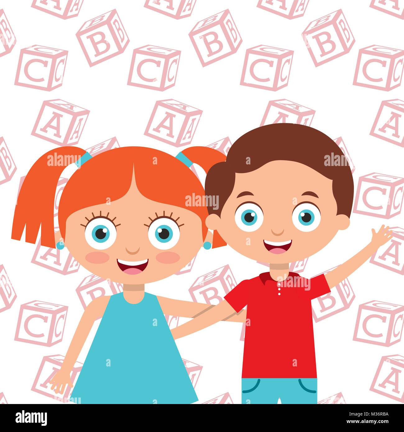Cute Little Kids Boy And Girl Embrace Friends With Alphabet Blocks Background Stock Vector Image Art Alamy Cute Little Kids Boy And Girl Embrace Friends With Alphabet Blocks Background Stock Vector Image Art Alamy