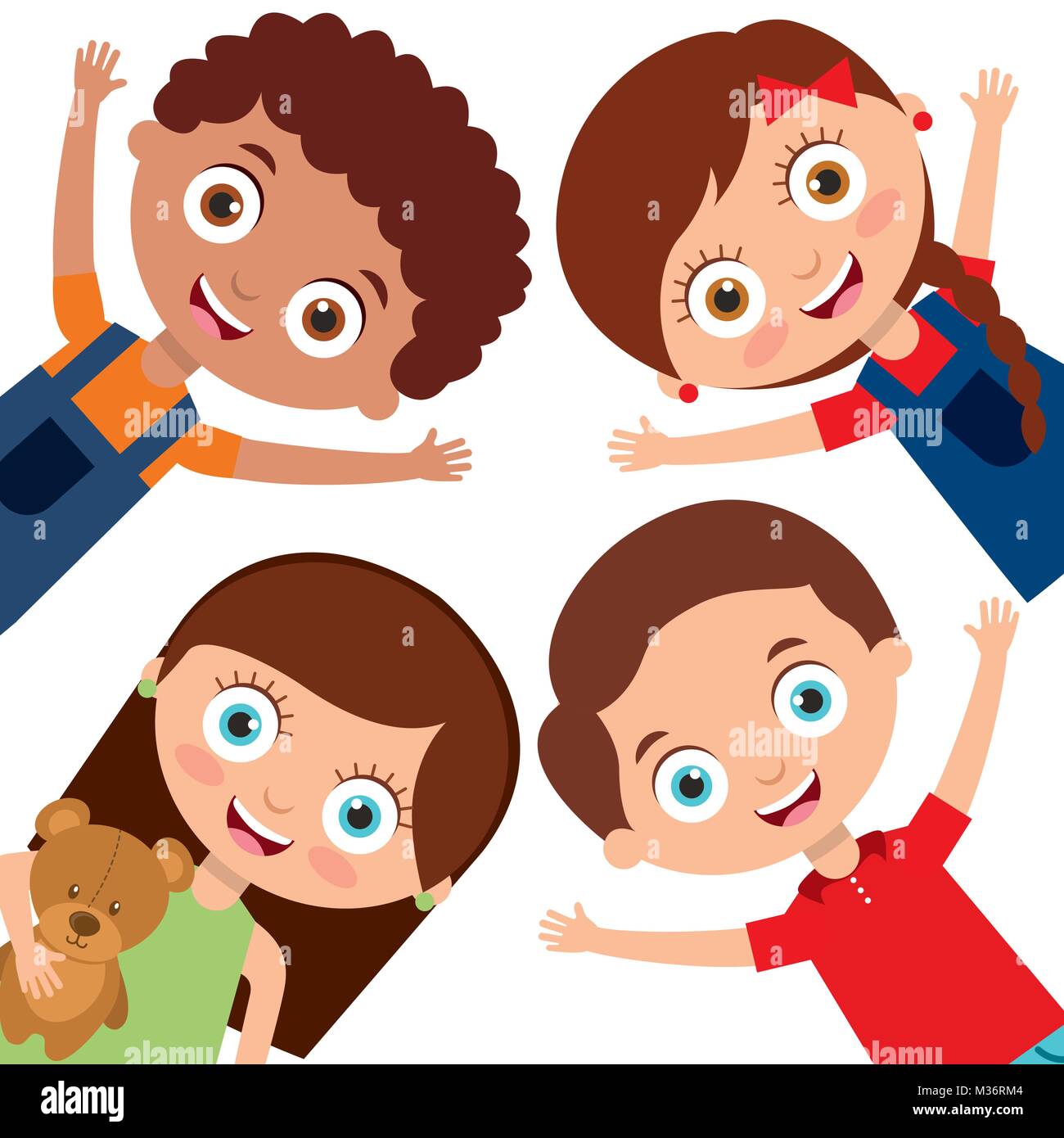 kids characters boys and girls set with happy smile Stock Vector Image ...