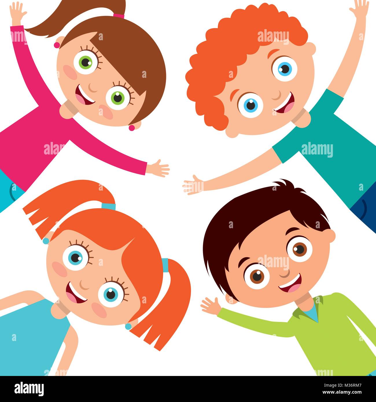 kids characters boys and girls set with happy smile Stock Vector Image ...