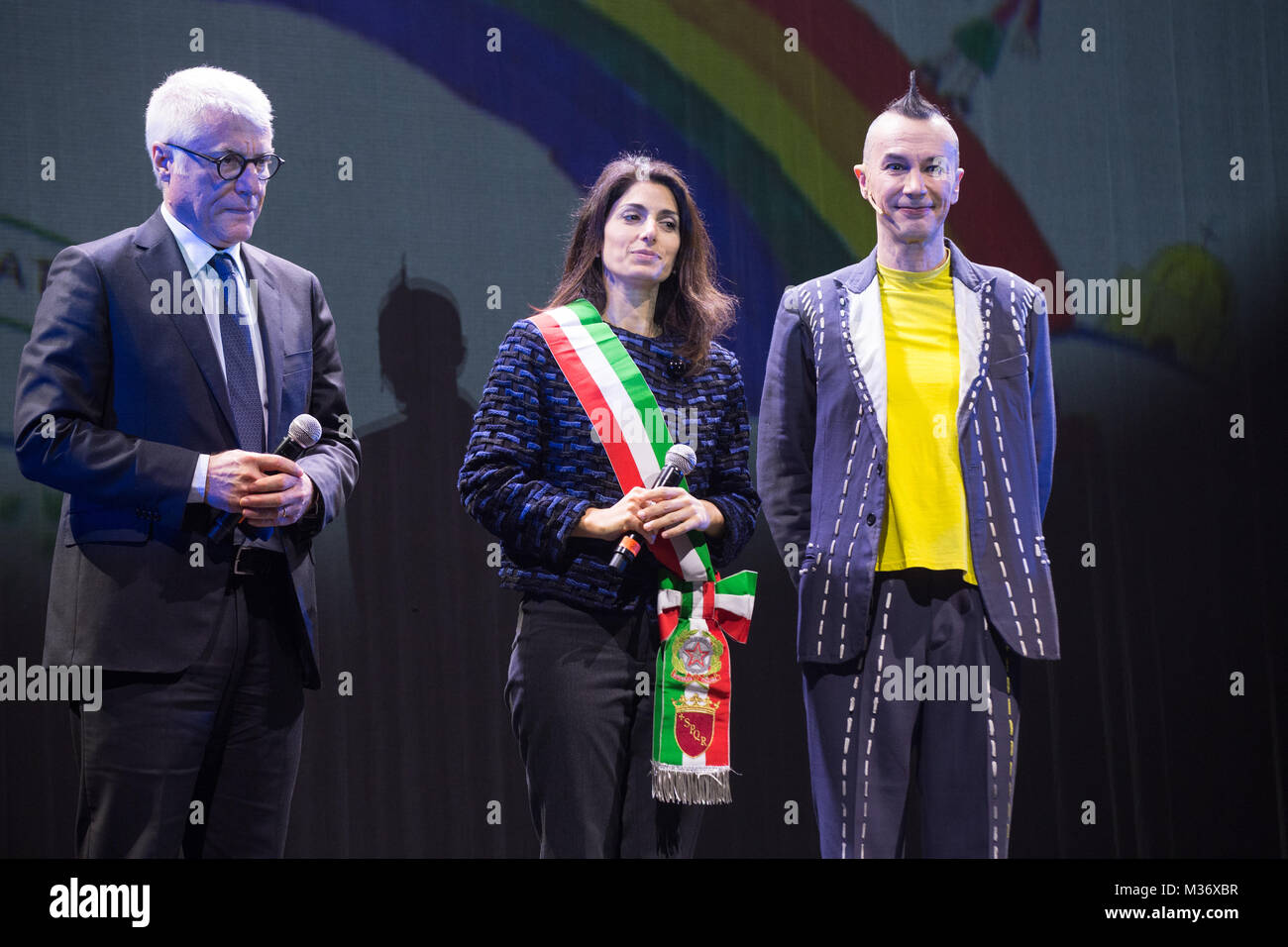 Roma, Italy. 08th Feb, 2018. The mayor of Rome Virginia Raggi and the ...