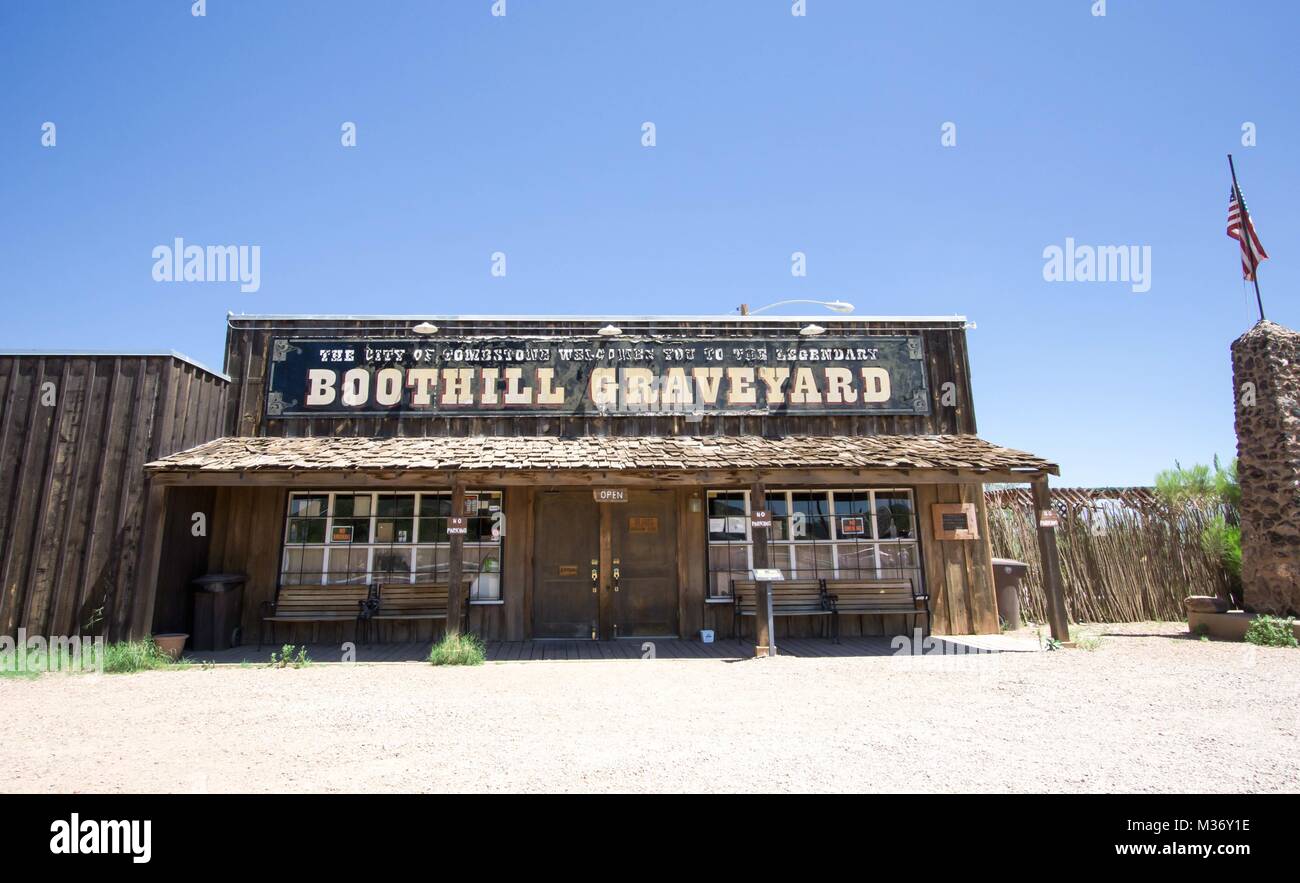 view of Boot Hill Cemetery in Tombstone, Arizona Stock Photo