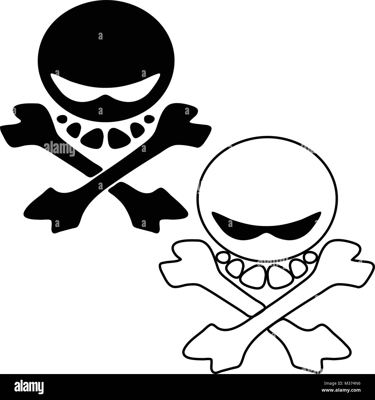 Cartoon skull and cross bones vector logo illustration Stock Vector