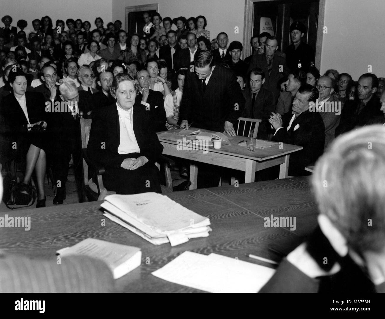 Wife of National Socialist and Reich Marshal Hermann Göring, Emmy Göring, on 21 July 1948, in denazification court of the internees hospital Garmisch-Partenkirchen. She was classified as 'Belastete' ('incriminated person'). | usage worldwide Stock Photo