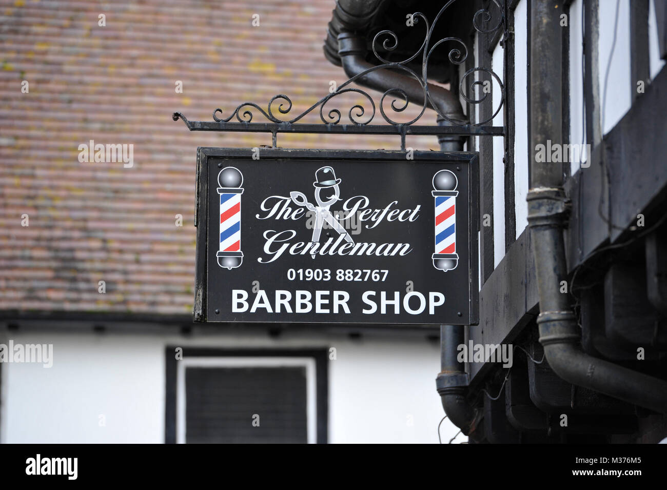 The Perfect Gentleman Barber shop mens hairdressers in Arundel West Sussex UK Stock Photo
