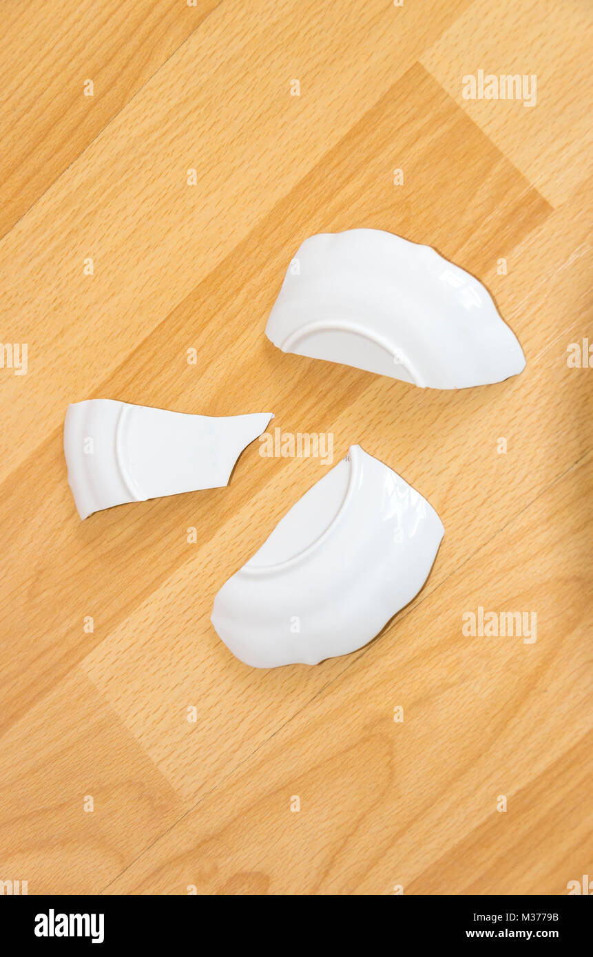 Broken china plate on the floor Stock Photo Alamy