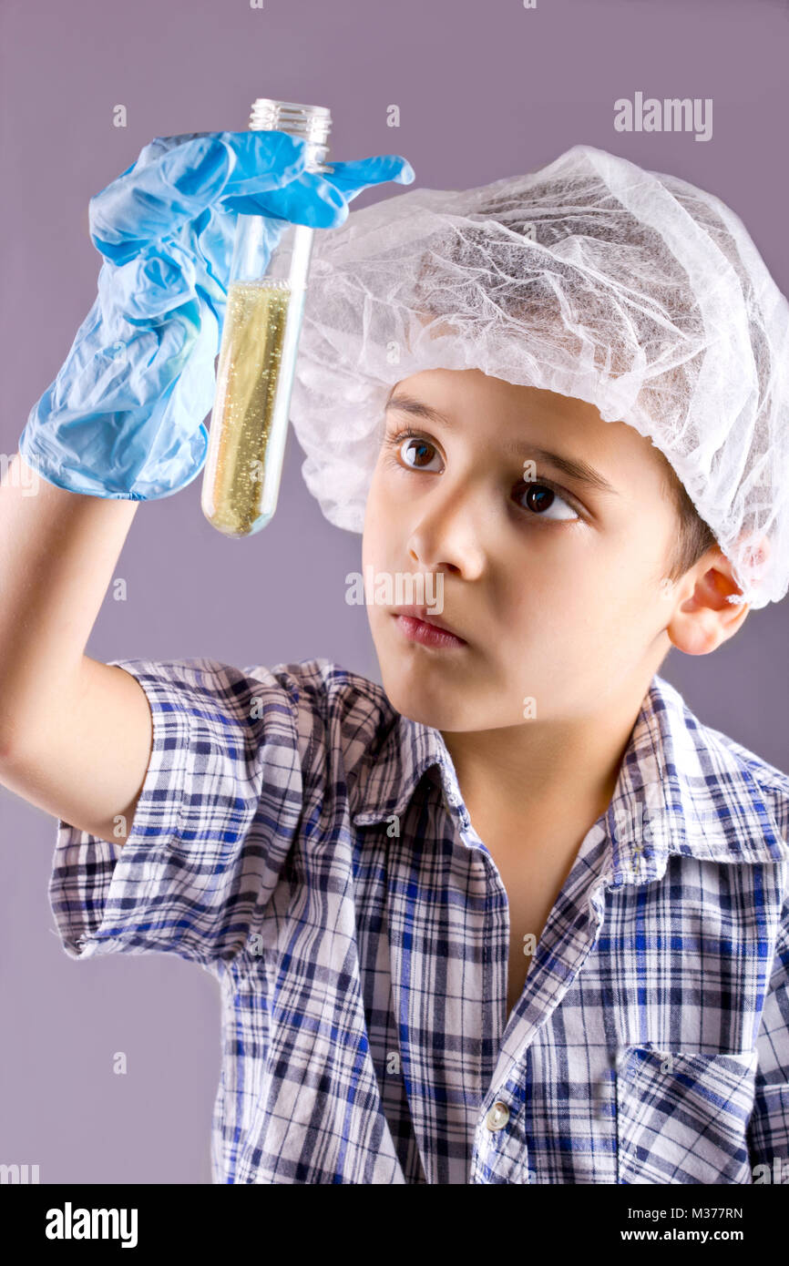 little male child have experiment Stock Photo