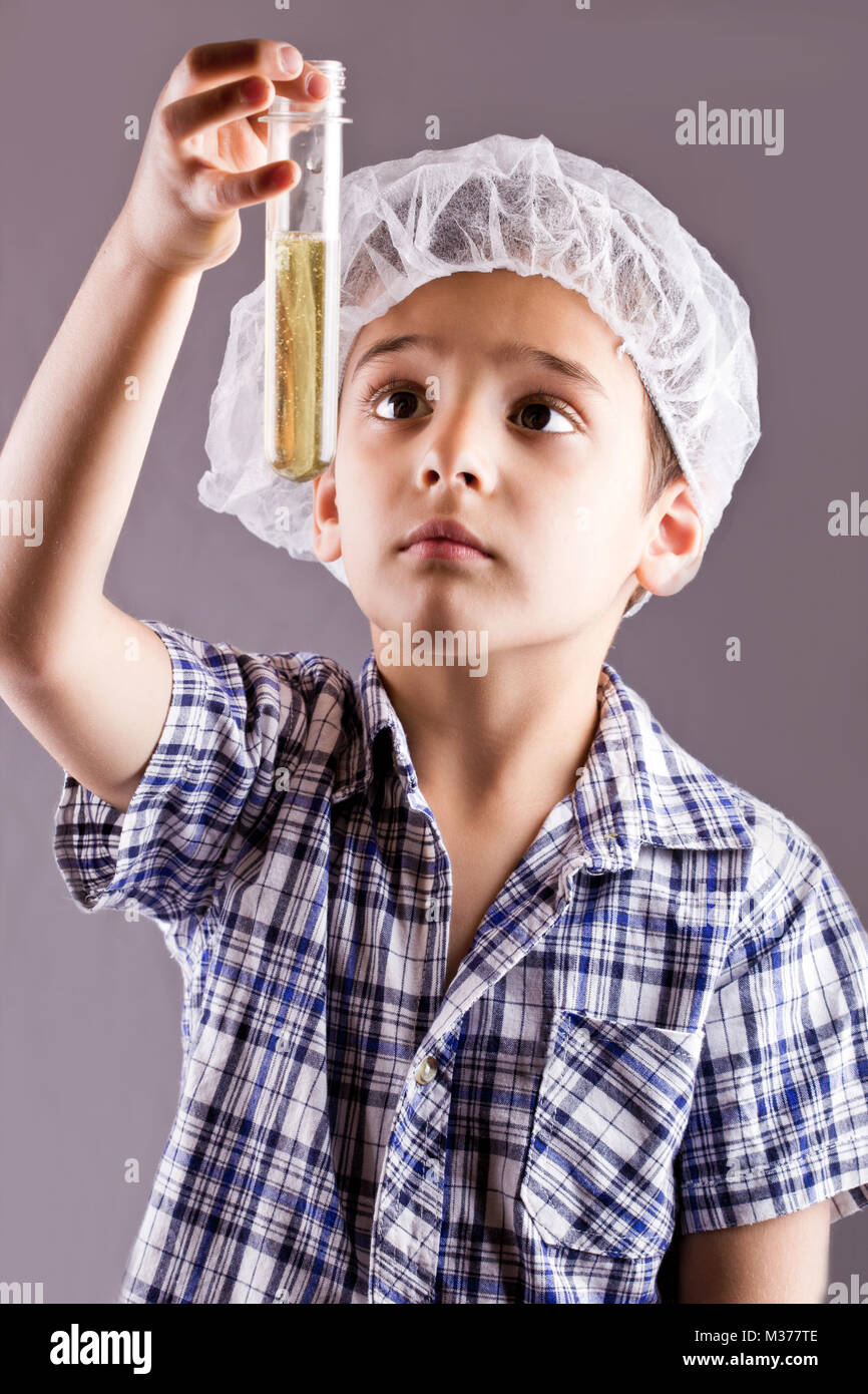 little male child have experiment Stock Photo