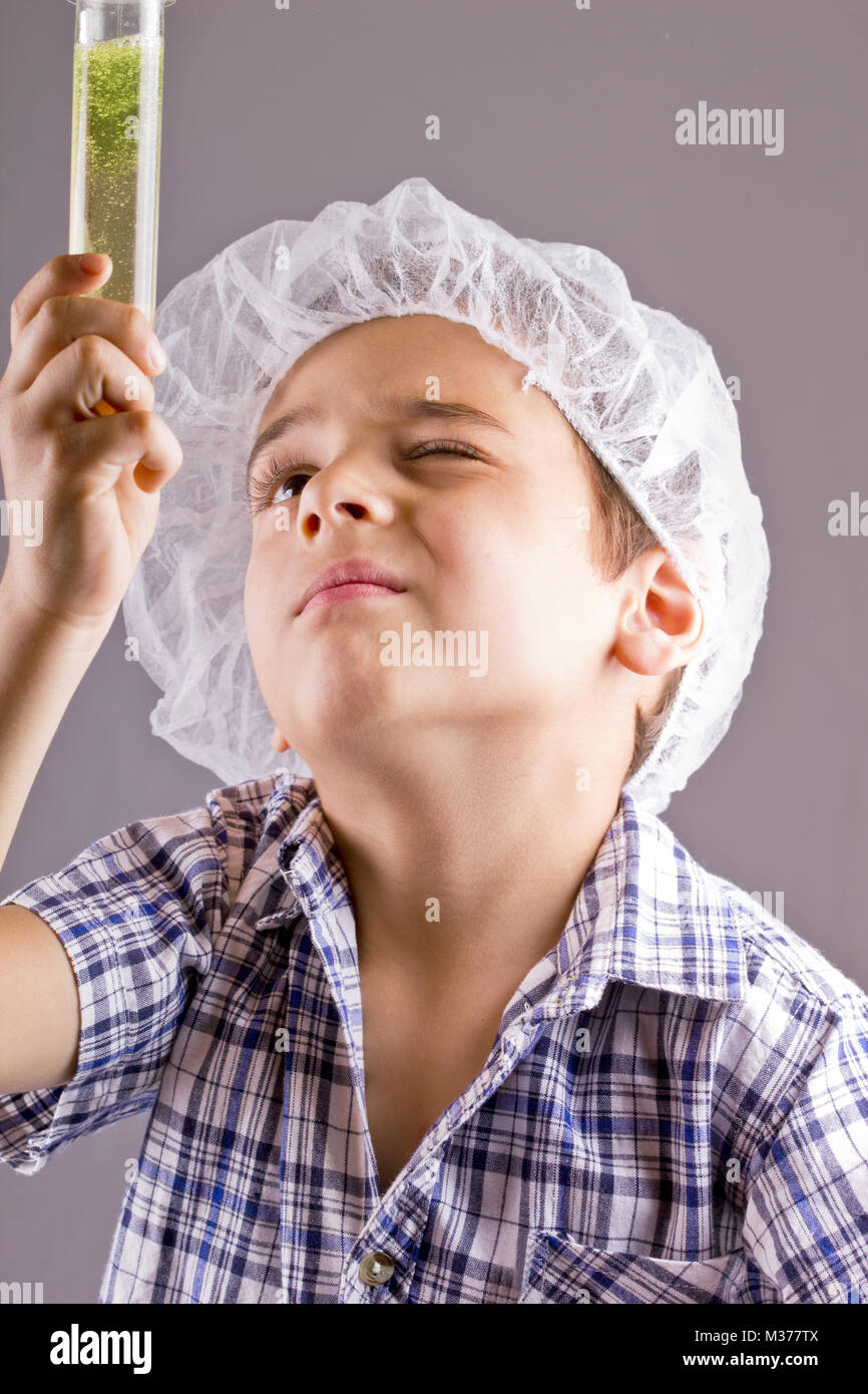 little scientist exercise  chemistry and uses tube Stock Photo