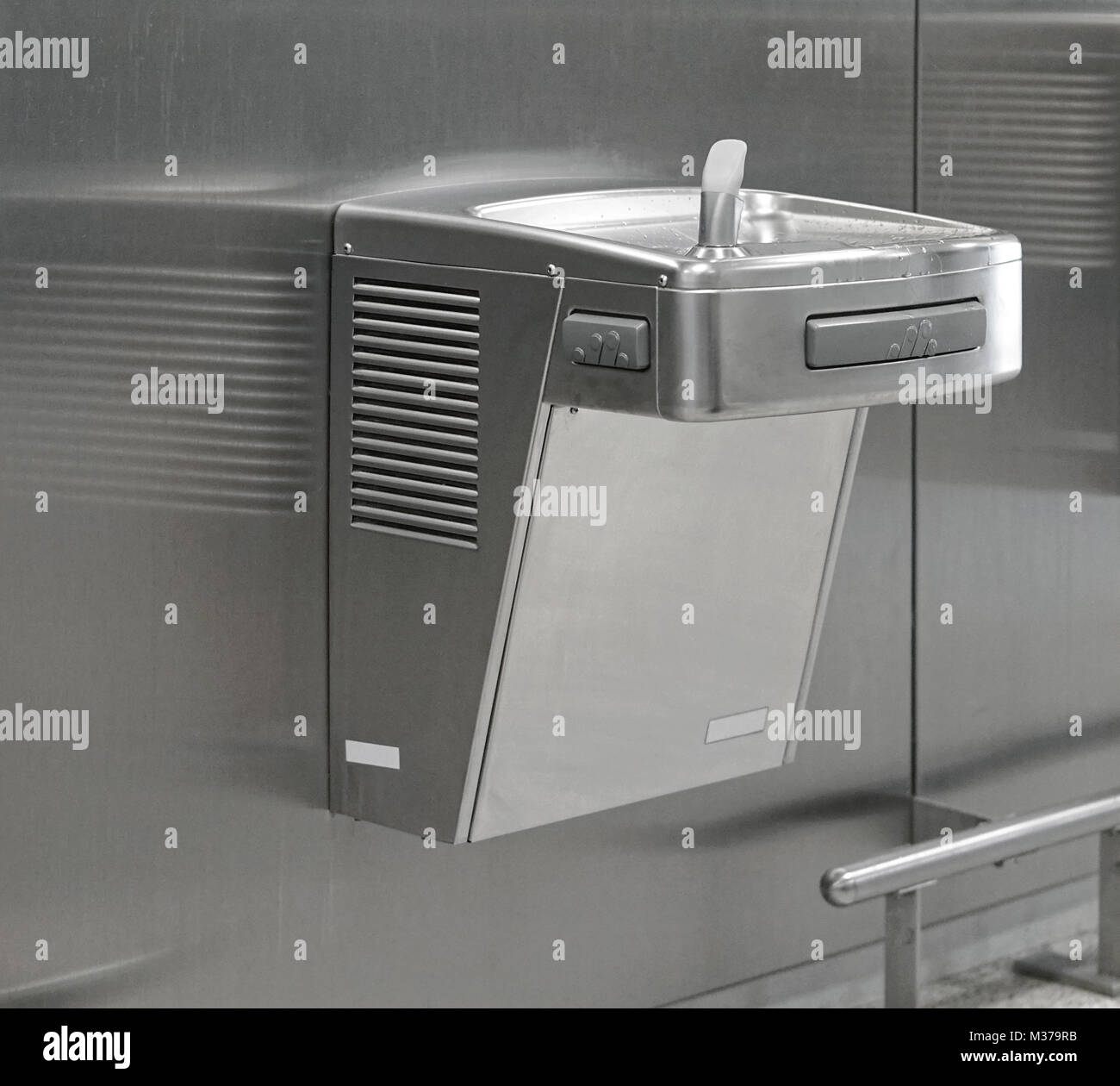 Wall mounted stainless steel drinking fountain Stock Photo Alamy