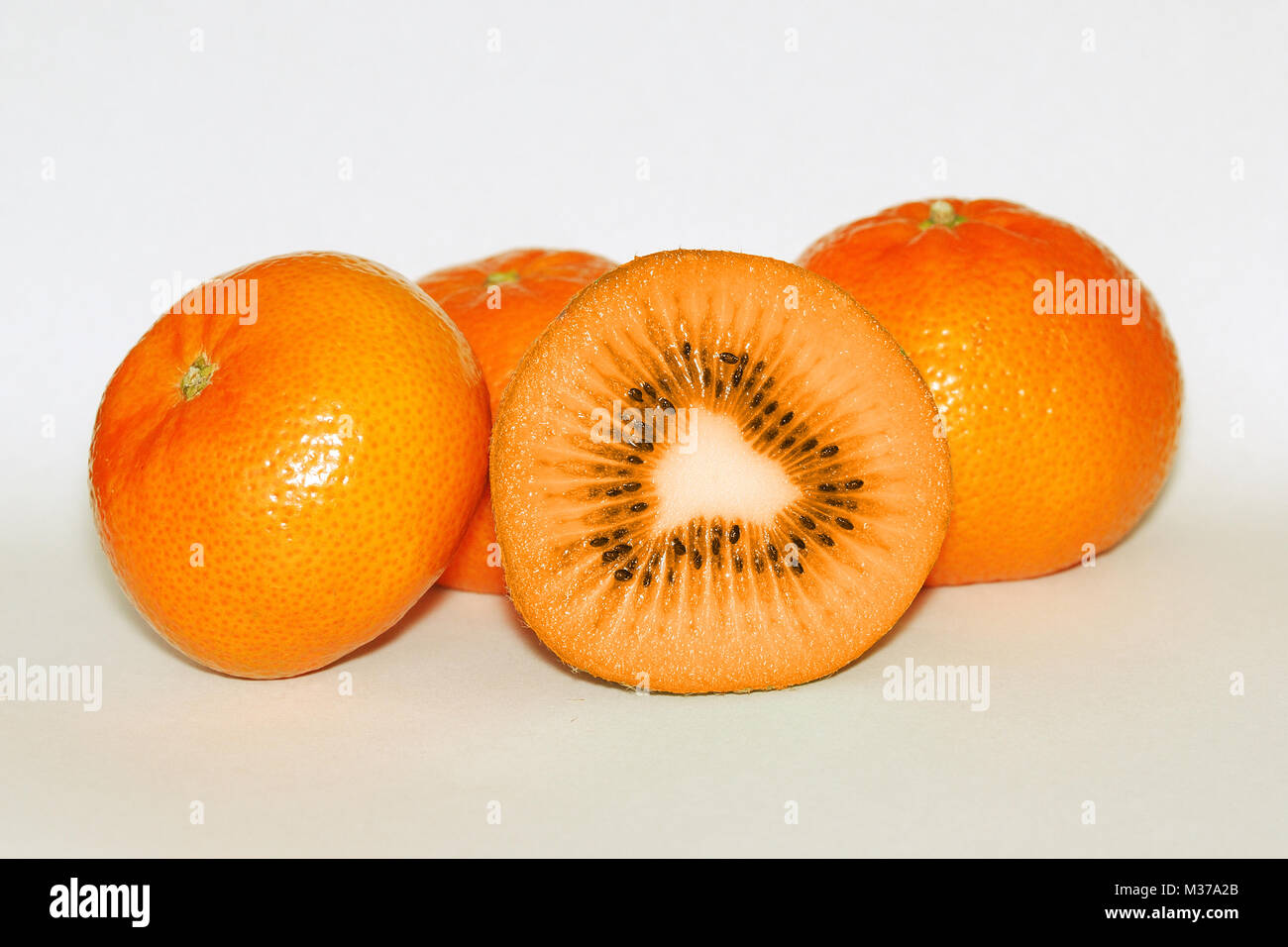 Photo montage of a orange kiwi and tangerine Stock Photo Alamy