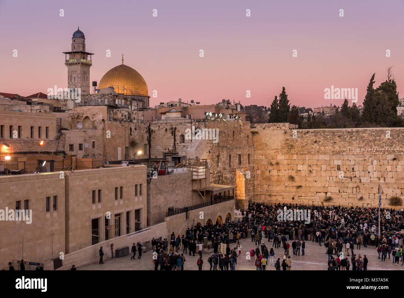 Western Wall, Wailing Wall or Kotel in Jerusalem during Shabbat pray, Israel.. Stock Photo