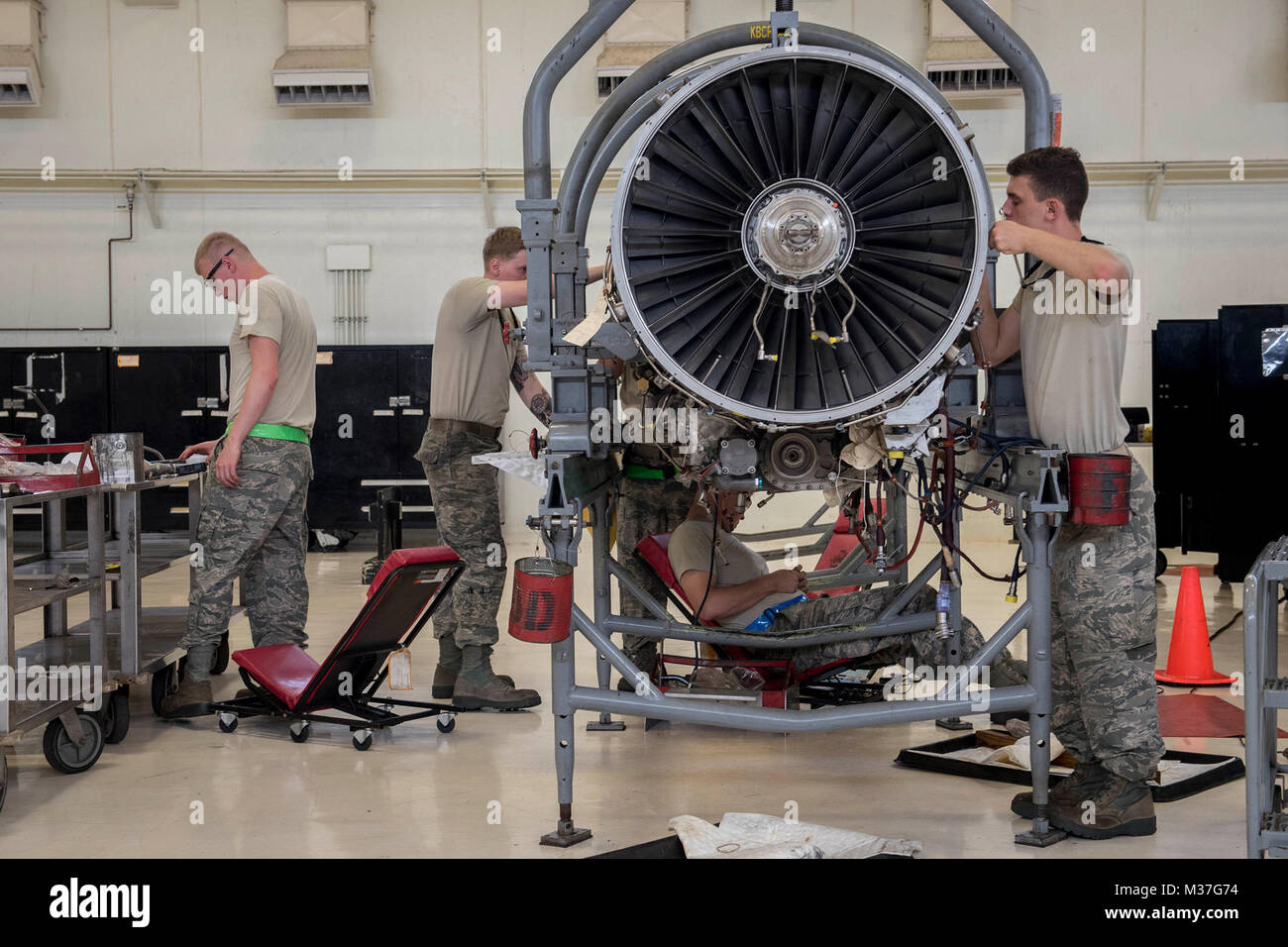 A team of aerospace propulsion technicians from the 18th Component ...