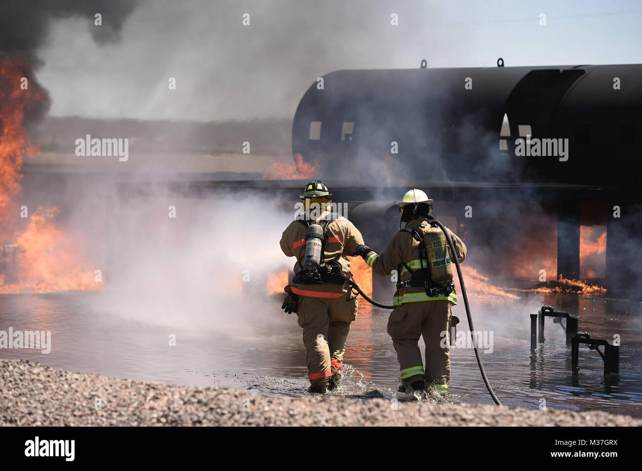 Camp Guernsey Fire Department and Wyoming Air Guard firefighters train