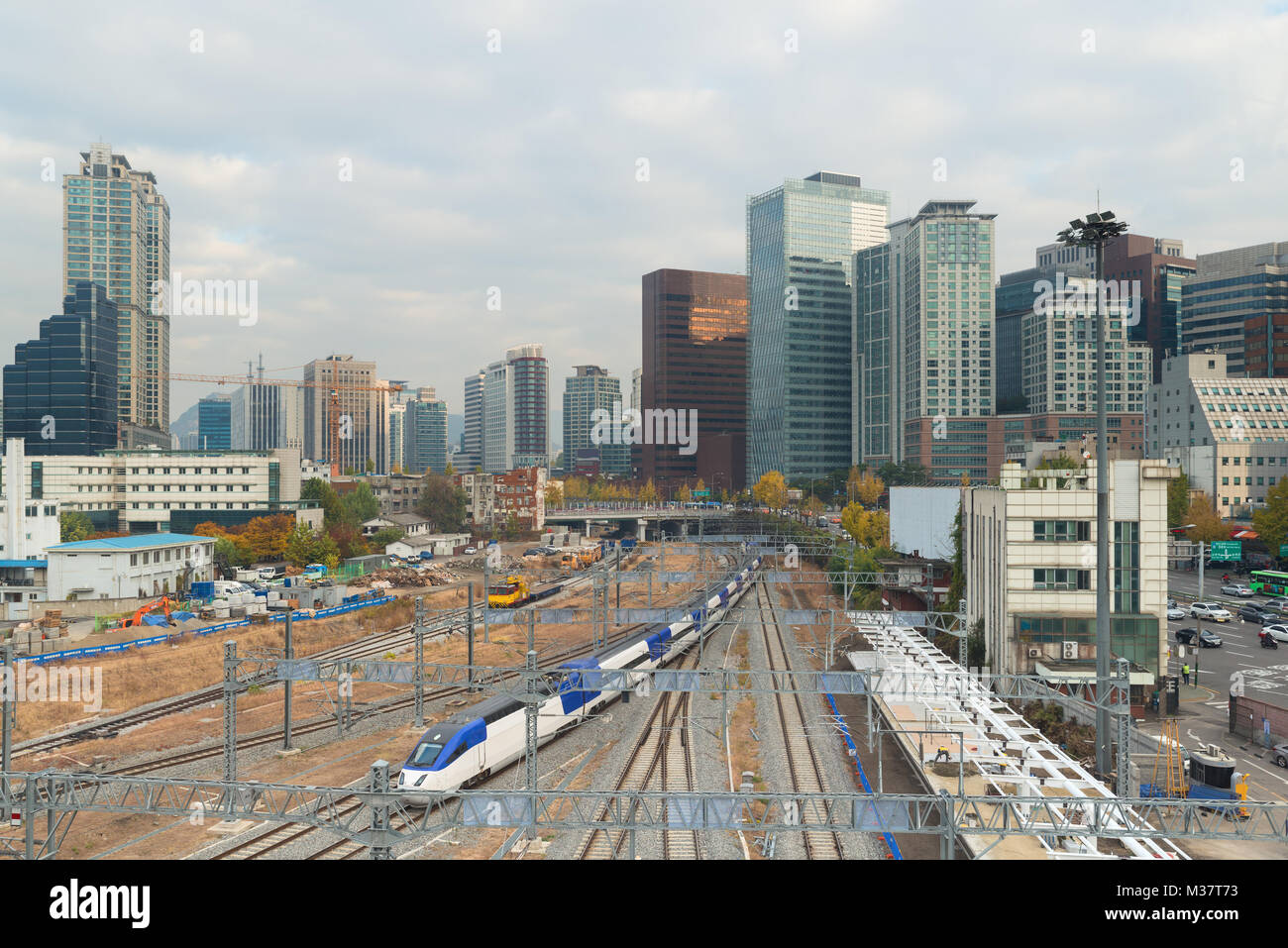 Seoul High speed KTX train traffic in Seoul City,South Korea. Stock Photo