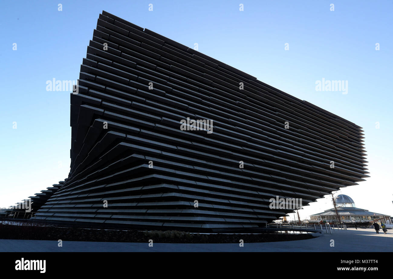 A general view of the finished exterior of the new eighty million pound V&amp;A Dundee museum during a visit by Japanese architect Kengo Kuma(not pictured). The designer met workers as the focus moves to the interior of the V&amp;A, fitting out gallery spaces, a cafe and a restaurant ahead of its opening in September. Stock Photo