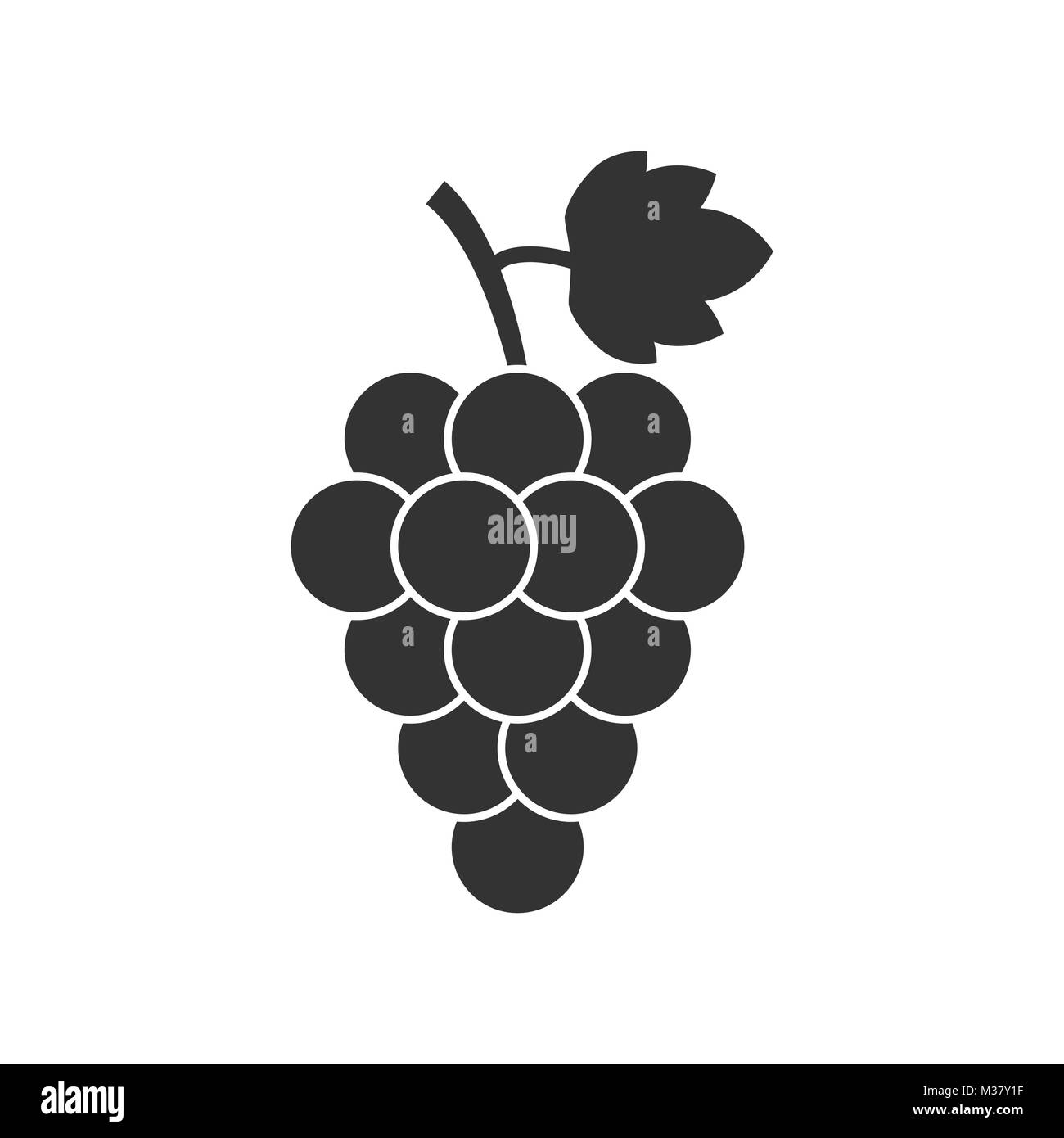 Grape fruit with leaf icon. Vector illustration on white background. Business concept Bunch of wine grapevine pictogram. Stock Vector