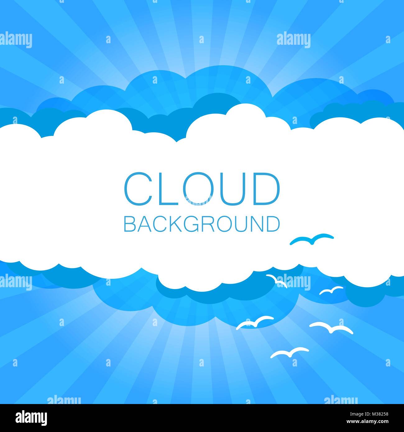 Clouds in the sky with sun rays. Flat vector illustration in cartoon style.  Blue colorful background Stock Vector Image & Art - Alamy