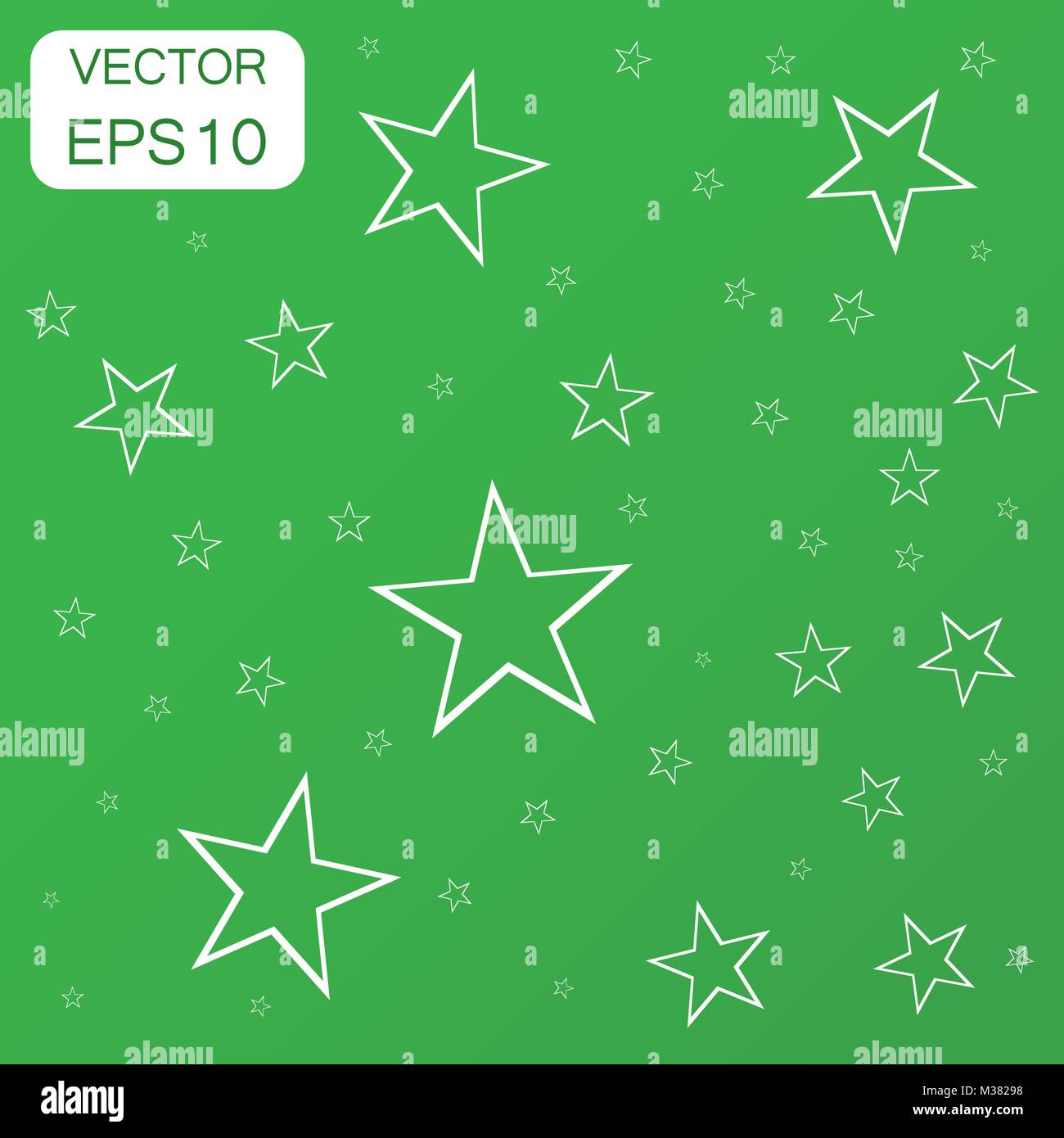 Abstract falling star icon. Business concept stars pictogram. Vector illustration on green background with long shadow. Stock Vector