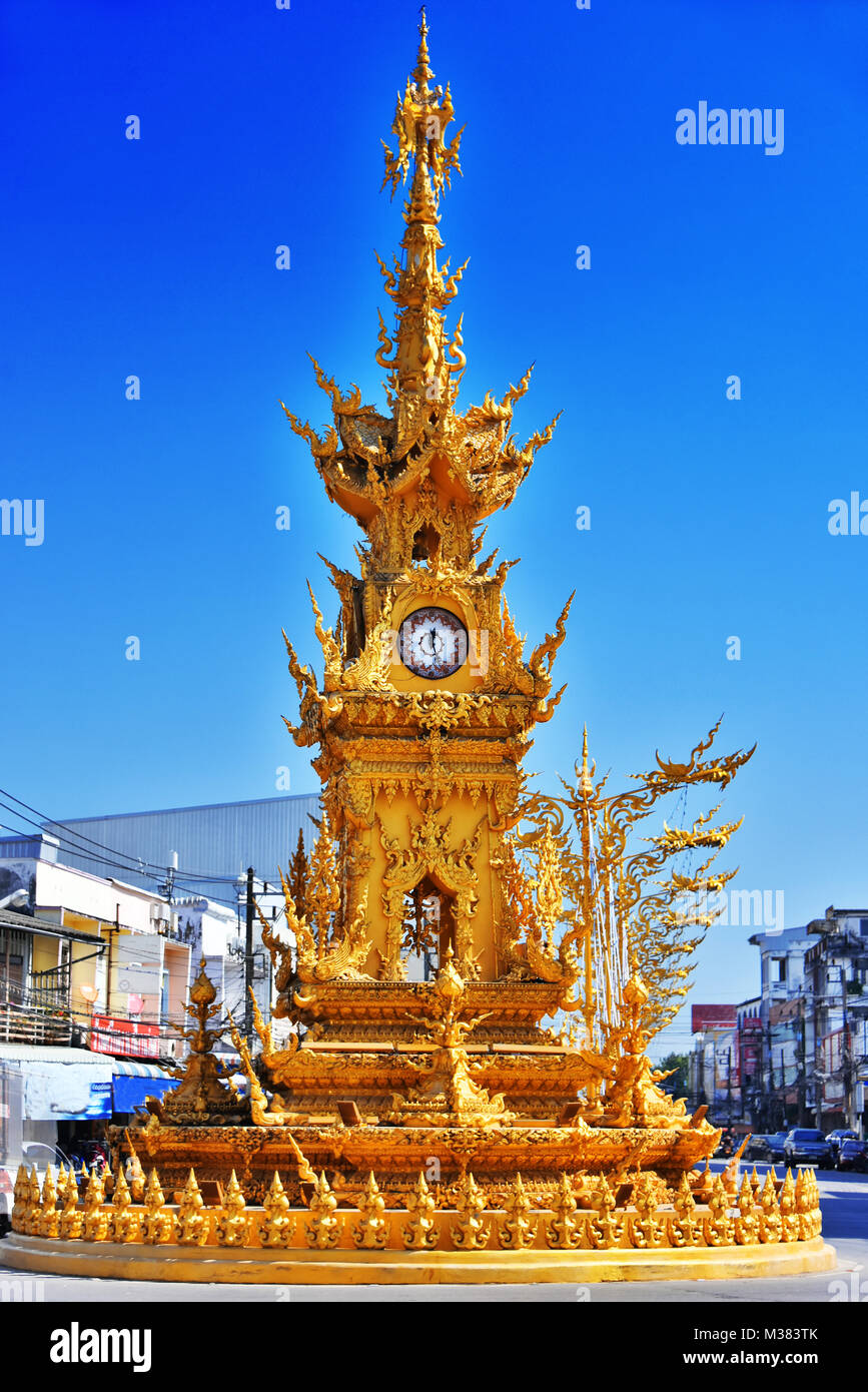 Golden Clock Tower in Chiang Rai, Thailand Stock Photo Alamy