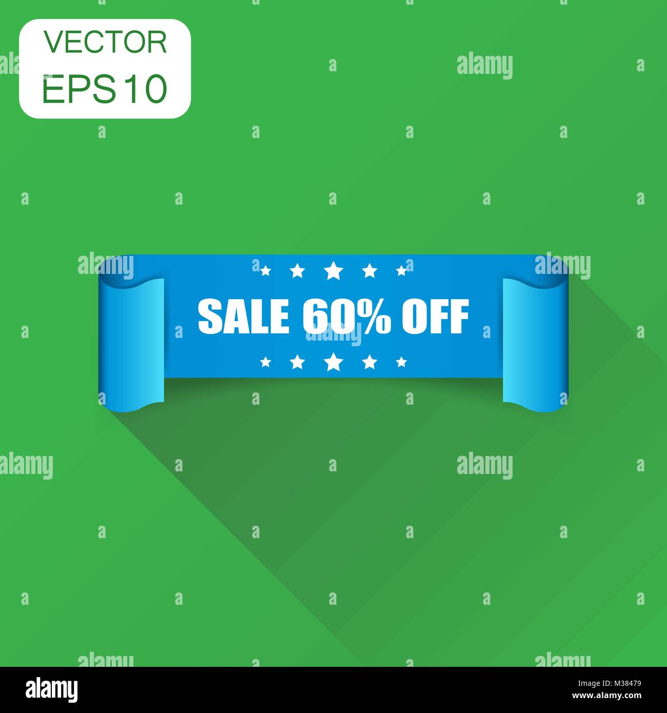 Sale 60% ribbon icon. Business concept sale 60 percent sticker label ...