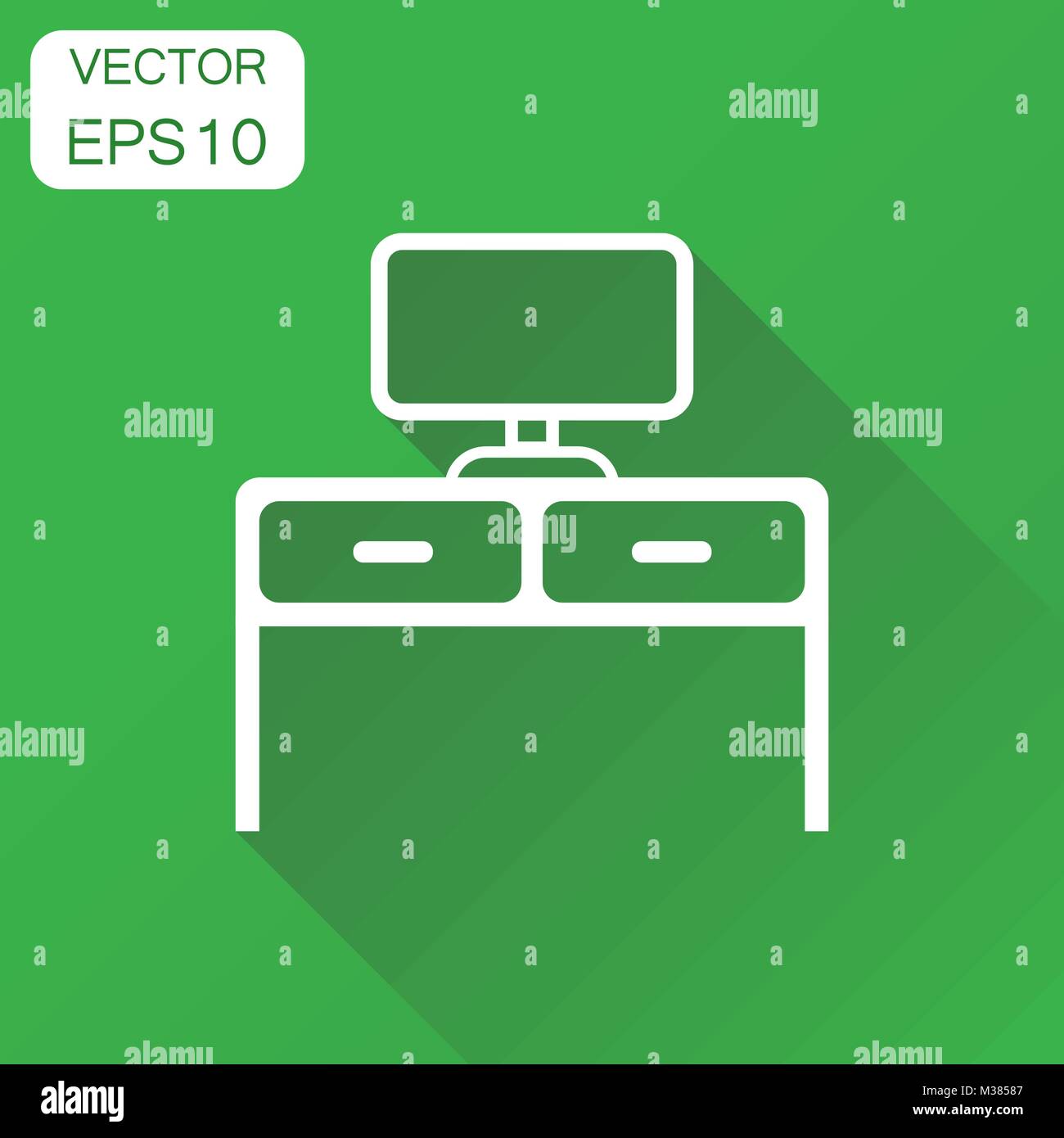 Furniture table with laptop computer icon. Business concept table ...