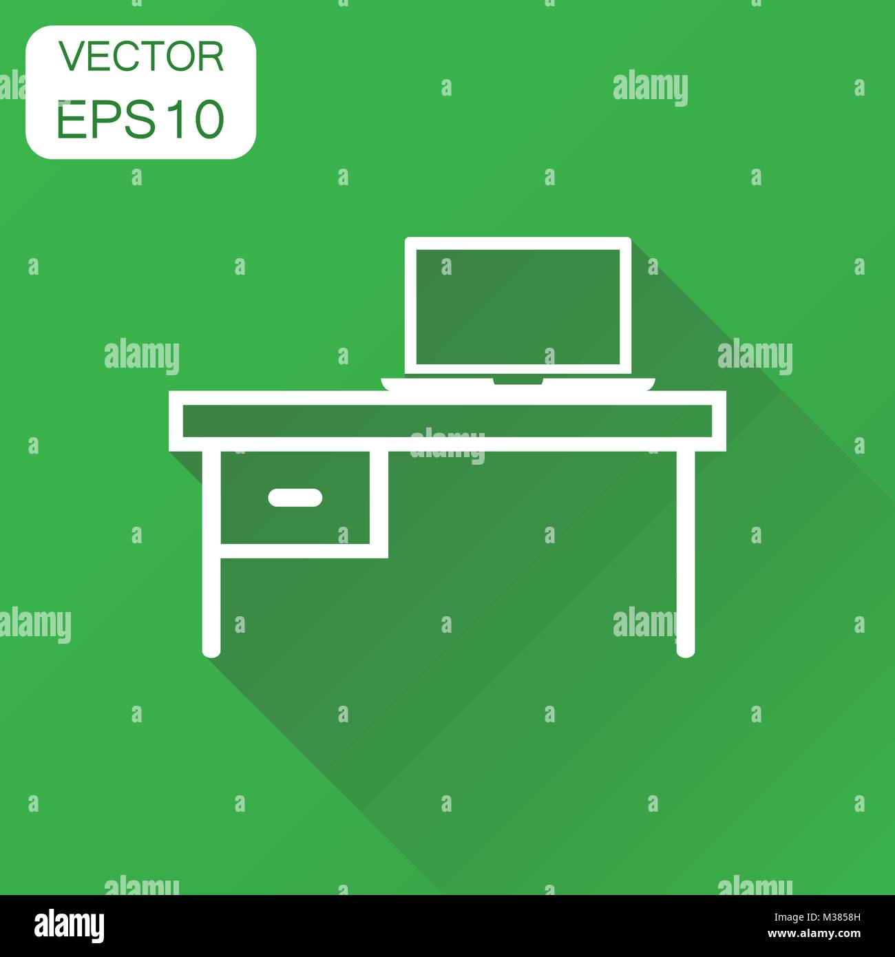 Furniture table with laptop computer icon. Business concept table ...