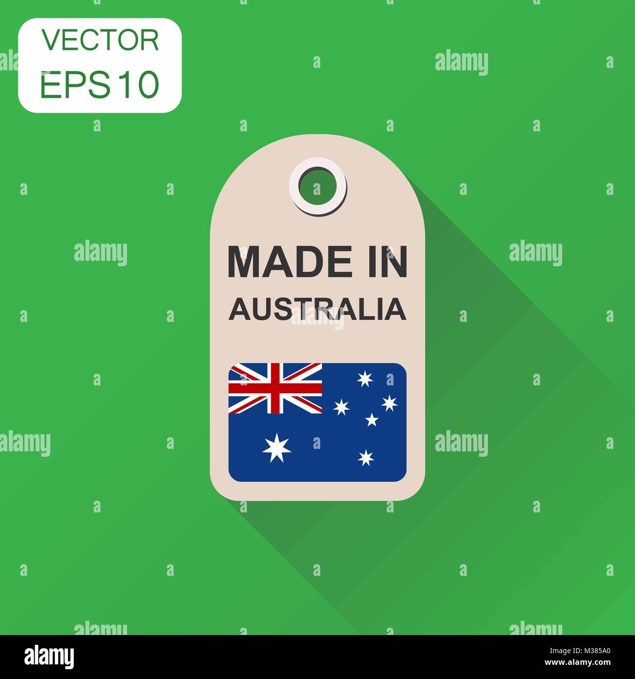 Hang tag made in Australia with flag icon. Business concept