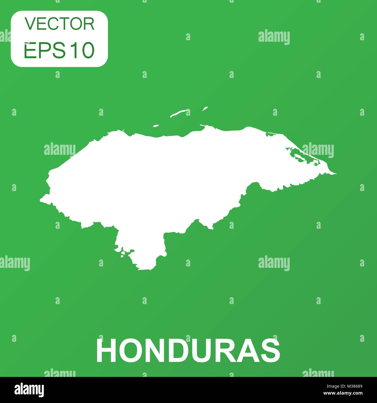Honduras map icon. Business concept Honduras pictogram. Vector illustration on green background. Stock Vector