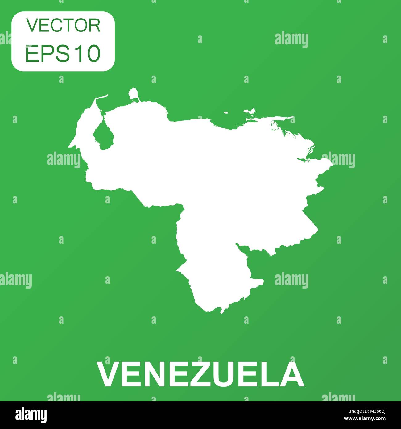 Venezuela map icon. Business concept Venezuela pictogram. Vector illustration on green background. Stock Vector