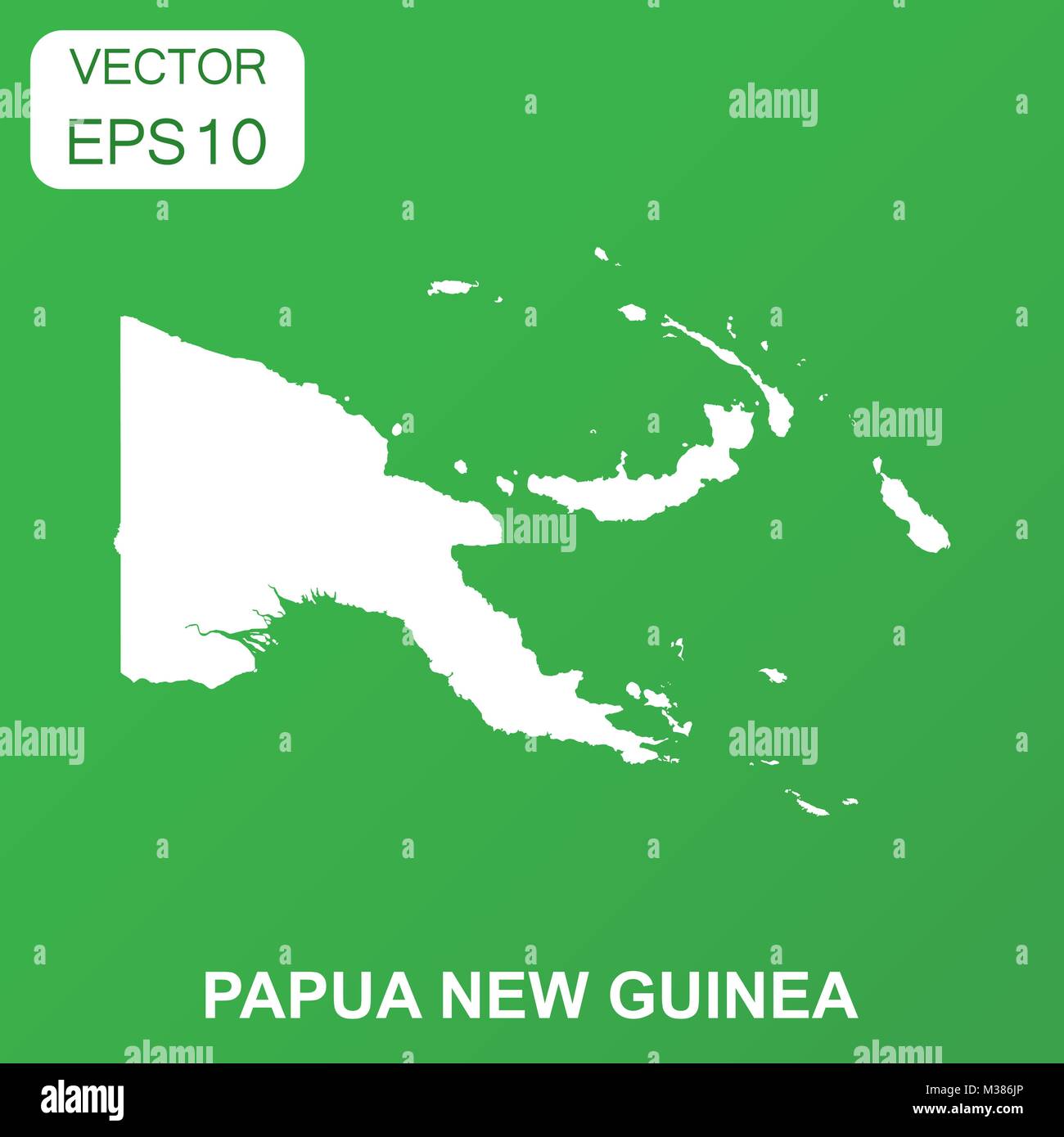 Papua New Guinea map icon. Business concept Guinea pictogram. Vector illustration on green background. Stock Vector
