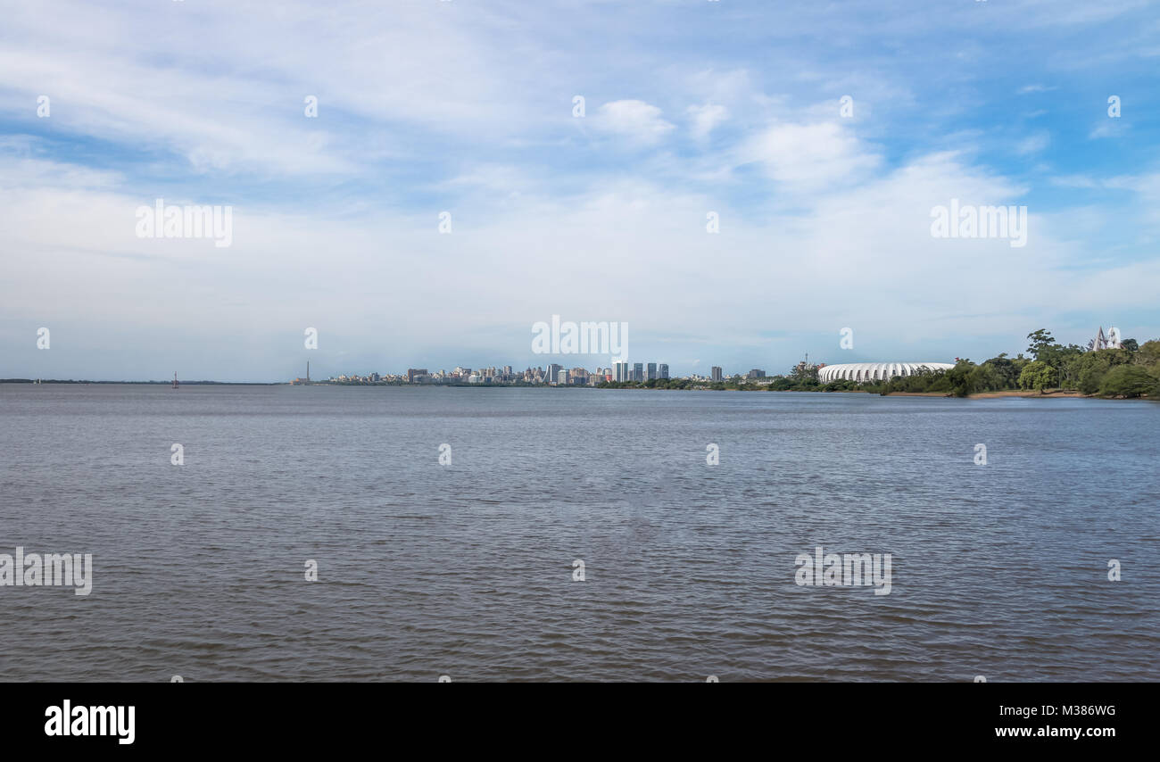 Porto Alegre Skyline and Guaiba River - Porto Alegre, Rio Grande do Sul, Brazil Stock Photo