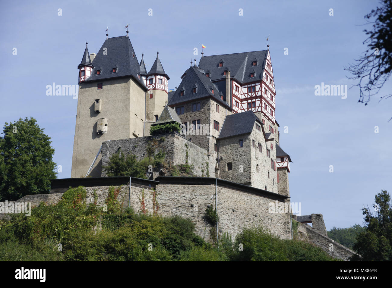 Eltz castle, beautiful medieval castle at Wierschem, Muenstermaifeld, South Eifel, Eifel, Rhineland-Palatinate, Germany, Europe Stock Photo