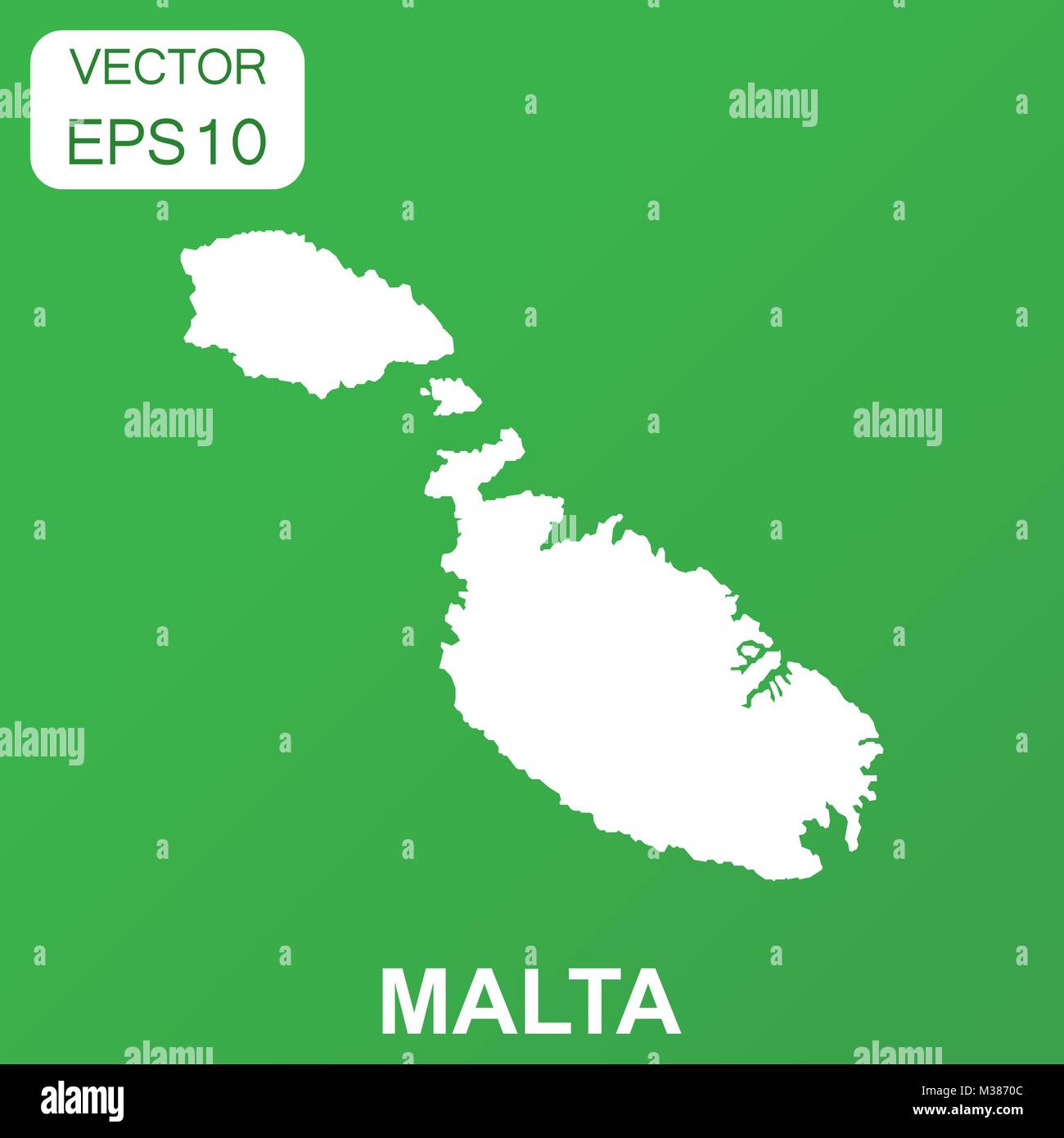 Malta map icon. Business concept Malta pictogram. Vector illustration on green background. Stock Vector