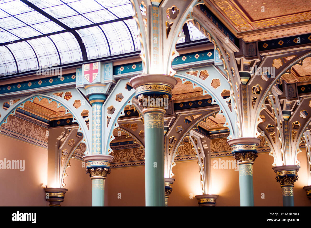 Gothic architectural detail in the interior of the ANZ Bank building, former English, Sctottish and Australian Bank, Collins Street, Melbourne, Austra Stock Photo