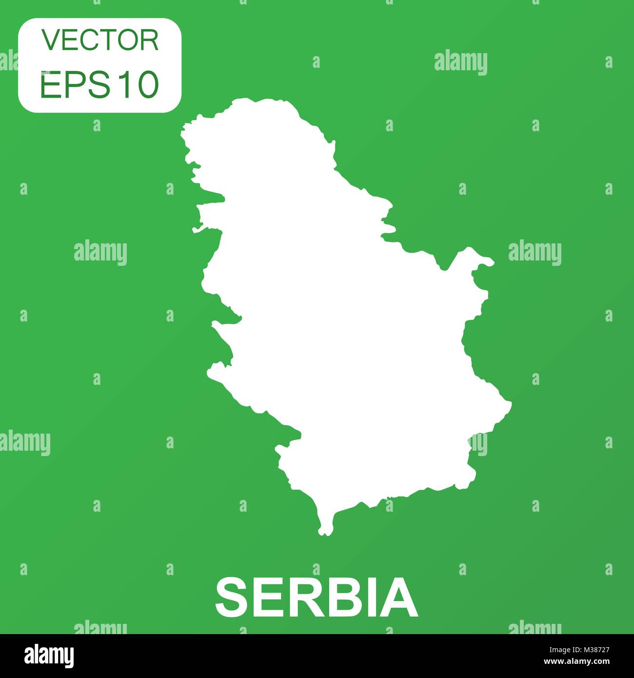 Serbia map icon. Business concept Serbia pictogram. Vector illustration on green background. Stock Vector