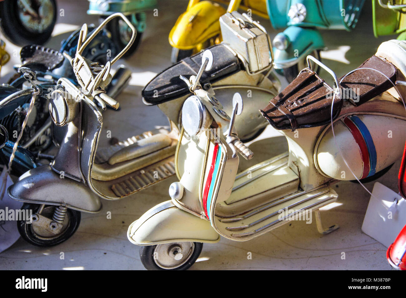 miniatures of iconic  italian scooter also known as vespa Stock Photo